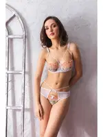 Çiçekli Transparan Straplez Sütyen Ve String Takim Ekru Gallipoli 32052 Ekru