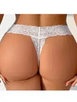 Dantelli Şerit Tanga Külot Ruselin 8071 Beyaz