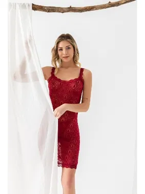 Gallipoli Devore Transparan Babydoll String Takim Bordo Gallipoli 31842