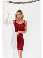 Devore Transparan Babydoll String Takim Bordo Gallipoli 31842 Bordo