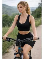 Seamless Dikişsiz U Yaka Spor Büstiyer DoReMi 020-T15407 Siyah görsel 4