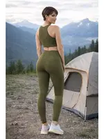 Yüksek Bel Rahat Kadın Spor Tayt DoReMi 002-000188 Haki farklı açı