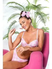 Gallipoli Ekose Desenli, Hafif Destekli, Sütyen Ve Slip Külot Takim Pembe Gallipoli 32081