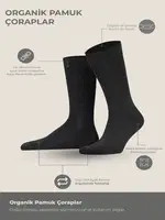 Erkek Dört Mevsim Organik Dörtlü Soket Çorap Mısırlı ESKT000129 Antrasit görsel 7