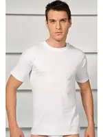 Erkek Pamuklu Kısa Kol Dar Yaka Klasik Fanila T-Shirt Anıl 2505 Beyaz