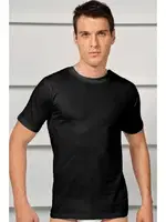 Erkek Pamuklu Kısa Kol Dar Yaka Klasik Fanila T-Shirt Anıl 2505 Siyah detay görünüm