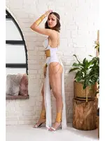 Fantezi Altin Varakli Dansöz Kostümü Beyaz Gallipoli 6680 Beyaz detay görünüm