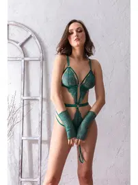 Gallipoli Fantezi Dantel Badi Eldiven Takim Zümrüt Gallipoli 6658