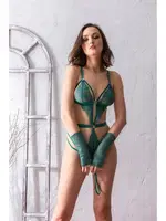 Fantezi Dantel Badi Eldiven Takim Zümrüt Gallipoli 6658 Zümrüt