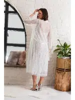 Gelin Set Transparan Midi Boy Kuşakli Sabahlik Ekru Gallipoli 12176 Ekru farklı açı