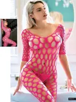 Geniş Fileli Erotik Pembe Vücut Çorabı Nightlight 5032-2 Pembe