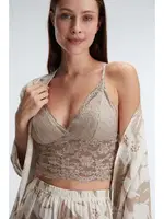 İp Askılı V Yaka KADIN Çiçek Desenli Yazlık Dokuma Dantel Detaylı Pijama Takımı Sabahlık Anıl 5830 Vizon farklı açı