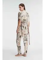 İp Askılı V Yaka KADIN Viskon Çiçek Desenli Yazlık Dantel Detaylı Pijama Takımı Sabahlık Anıl 5840 Koyu Ten görsel 4