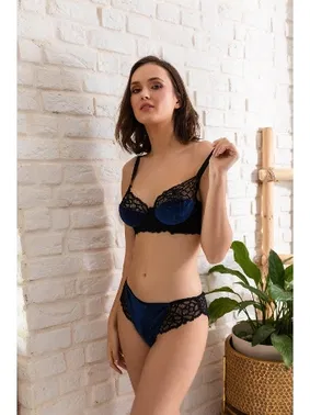 Gallipoli Kadife Sütyen Ve Slip Külot Takim Lacivert Gallipoli 32141