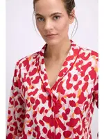 Kadın Desenli Uzun Kollu Gömlek Yaka Pijama Takımı Nefes Alabilir Yumuşak Kumaş (Jersey) Anıl 11564 Kırmızı farklı açı