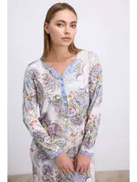 Kadın Desenli Uzun Kollu Viskon Gecelik – Düğme Detaylı, Yumuşak ve Nefes Alabilen Kumaş Anıl 11570 Çivit farklı açı