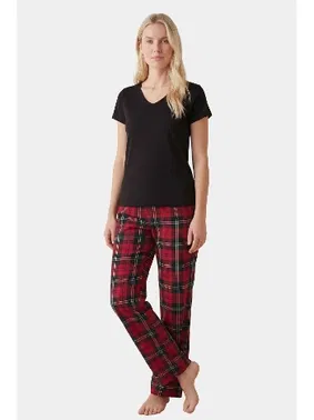 Türen Kadın Ekoseli Pijama Takımı Türen T3618/Kırmızı - Alternatif Görünüm