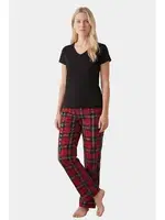 Kadın Ekoseli Pijama Takımı Türen T3618/Kırmızı Kırmızı detay görünüm