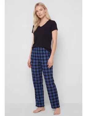 Türen Kadın Ekoseli Pijama Takımı Türen T3618/Mavi