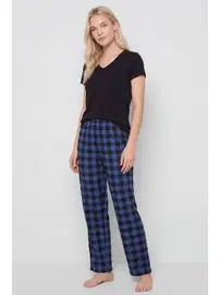 Türen Kadın Ekoseli Pijama Takımı Türen T3618/Mavi