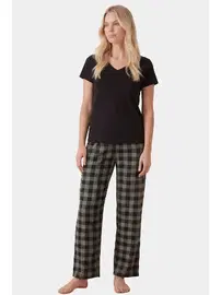 Türen Kadın Ekoseli Pijama Takımı Türen T3618/Yeşil