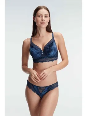 Anıl Kadın Kadife Balenli Destekli Dolgulu Dantelli Büstiyer Sütyen ve Slip Takım Anıl 4805