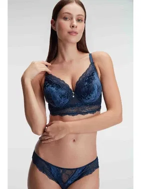 Anıl Kadın Kadife Balenli Destekli Dolgulu Dantelli Büstiyer Sütyen ve Slip Takım Anıl 4805 - Alternatif Görünüm