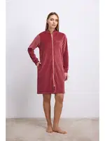 Kadın Kadife Dokulu Fermuarlı Uzun Kollu Elbise Anıl 11561 Gül Kurusu