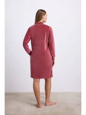 Anıl Kadın Kadife Dokulu Fermuarlı Uzun Kollu Elbise Anıl 11561 - Alternatif Görünüm