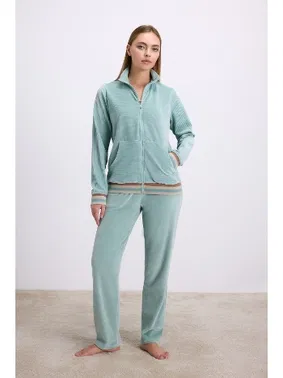 Anıl Kadın Kadife Dokulu Uzun Kollu Sweatshirt ve Pantolon Takımı Anıl 11588