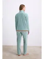 Kadın Kadife Dokulu Uzun Kollu Sweatshirt ve Pantolon Takımı Anıl 11588 Yeşil detay görünüm