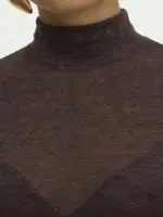 Kadın Kaşmir Ultra Yumuşak Dik Yaka Bluz Mısırlı 11227 Koyu Kahverengi farklı açı