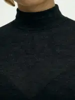 Kadın Kaşmir Ultra Yumuşak Dik Yaka Bluz Mısırlı 11227 Siyah görsel 7