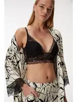 Kadın Sabahlık, Bralet ve Pantolon Takım Anıl 11496 Siyah detay görünüm