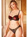 Kadın Tül Balenli Destekli Dolgulu Çiçek Baskılı Sütyen ve Slip Takım Anıl 4238