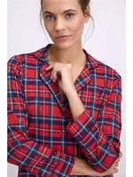 Kadın Uzun Kol Düğmeli Gömlek ve Ekose Pantolon Pijama Takımı Anıl 11580 Bordo detay görünüm