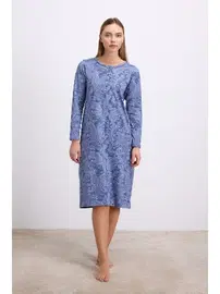 Anıl Kadın Uzun Kollu Desenli Gecelik Anıl 11567