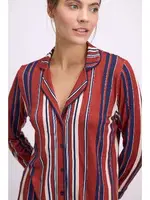 Kadın Uzun Kollu Düğmeli Çizgili Pijama Takımı Anıl 11578 Bordo farklı açı