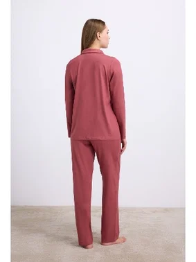Anıl Kadın Uzun Kollu Düğmeli Gömlek ve Pantolon Pijama Takımı Anıl 11556 - Alternatif Görünüm