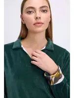 Kadın Uzun Kollu Kadife Sweatshirt ve Pantolon Takım Yumuşak ve Şık Ev Giyimi Anıl 11555 Koyu Yeşil detay görünüm