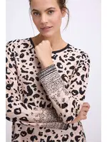 Kadın Uzun Kollu Leopar Desenli ve Doğal Dokulu Gecelik Anıl 11539 Siyah farklı açı