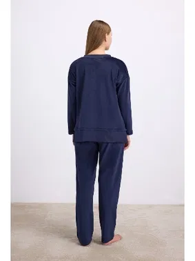 Anıl Kadın Uzun Kollu Sweatshirt ve Pantolon Pijama Takımı Konforlu Uyku & Ev Giyimi Anıl 11573 - Alternatif Görünüm