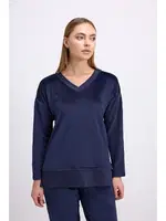 Kadın Uzun Kollu Sweatshirt ve Pantolon Pijama Takımı Konforlu Uyku & Ev Giyimi Anıl 11573 Lacivert farklı açı