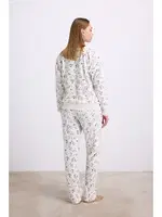 Kadın Yıldız Desenli Tencel Pamuklu Sweatshirt ve Pantolon Takımı Anıl 11592 Ekru detay görünüm