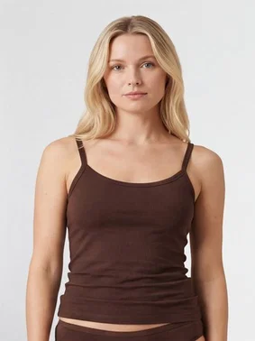 Türen Kahverengi İp AskılıLikralı Pamuklu Atlet Türen 914/Kahverengi