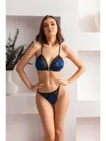 Kapsiz Üçgen Dantel Detayli Sütyen String Takim Lacivert Gallipoli 32112 Lacivert detay görünüm