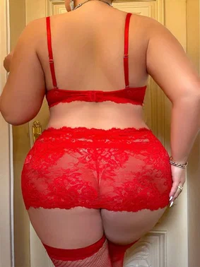 Real Passione Kırmızı Büyük Beden Dantelli Fantezi Sütyen Takım Real Passione 75002 - Alternatif Görünüm