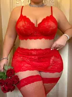 Kırmızı Büyük Beden Dantelli Fantezi Sütyen Takım Real Passione 75002 Kırmızı