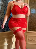 Kırmızı Büyük Beden Dantelli Fantezi Sütyen Takım Real Passione 75002 Kırmızı görsel 4