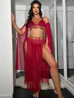 Kırmızı Harem Dansöz Oryantal Kostüm Ruselin 2271 Kırmızı görsel 5